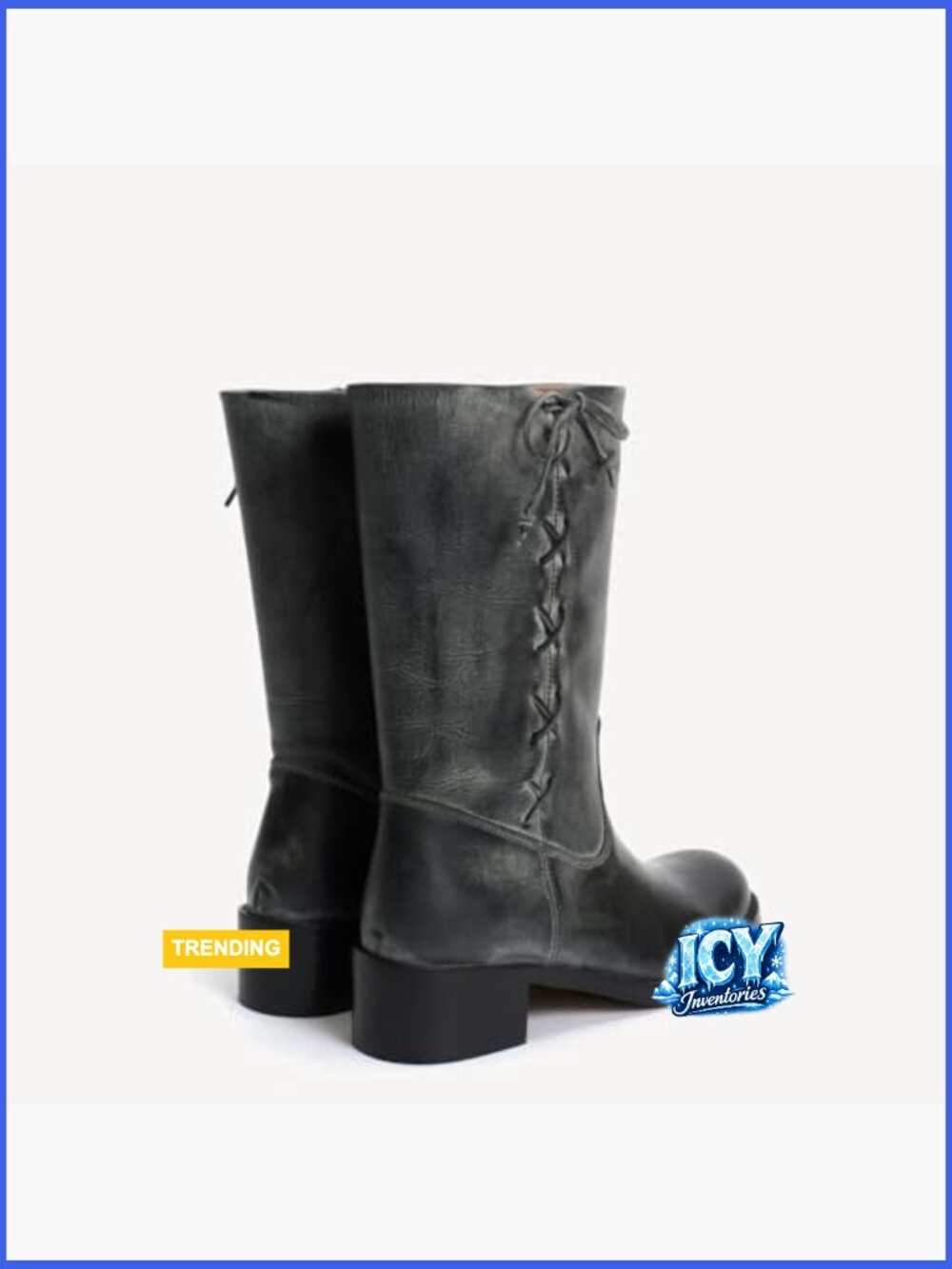 Womens Mid Calf Boots Chunky Block Heel Round Toe Pull On Campus Casual Boots - Picture 4 of 7